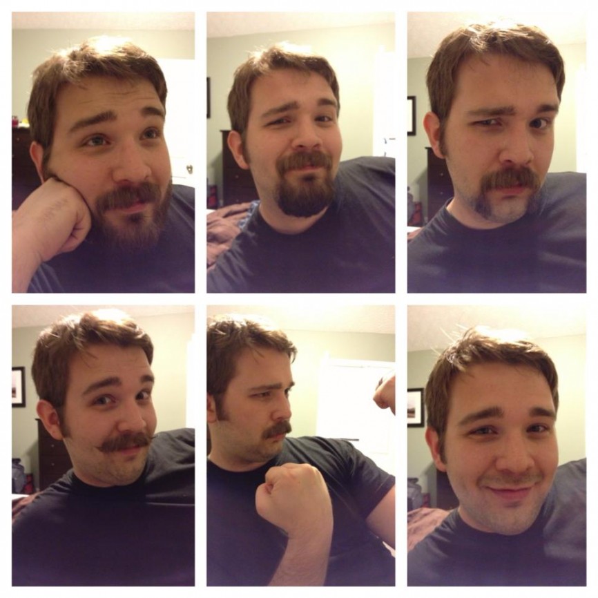 Steve in various stages of mustache