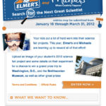 Landing page for the Elmer's Science Fair Facebook application