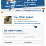 Elmer's Science Fair registration screen