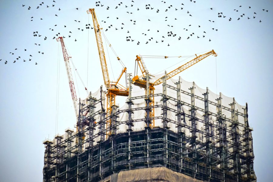 Cranes constructing a new building
