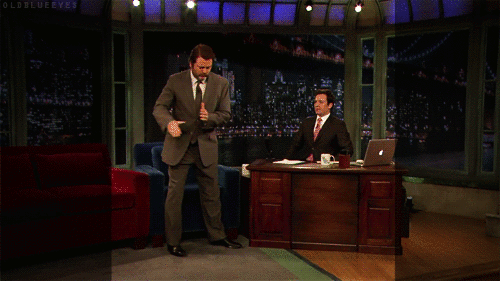 Nick Offerman breakdancing with portions of the image outside of our crop zone masked out.