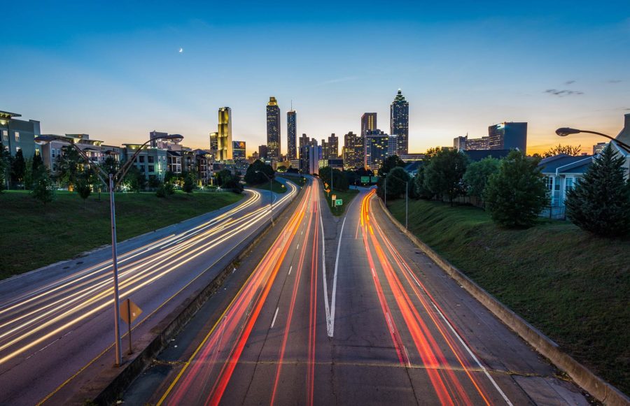 The Atlanta skyline, taken from the Jackson Street Bridge.