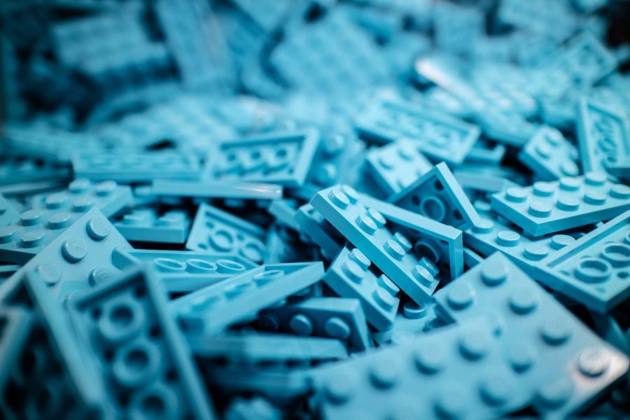 A pile of LEGO bricks, ready to be constructed into something great (and blue).