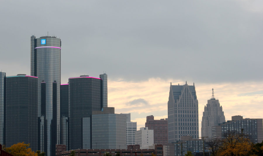 The skyline of Detroit, Michigan