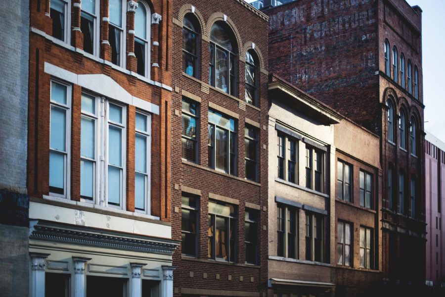 A row of old, brick buildings in Nashville, TN
