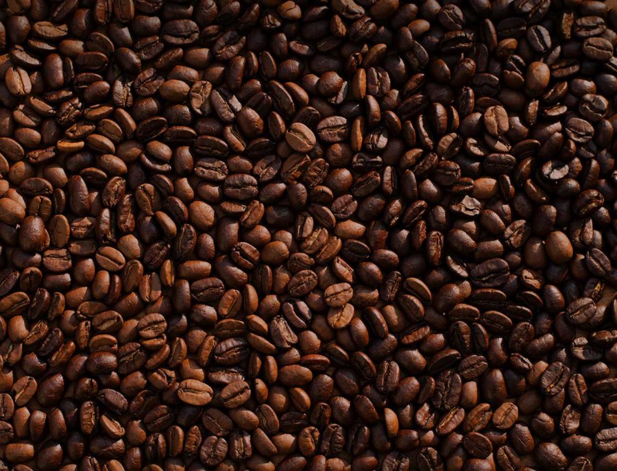 A pile of freshly-roasted coffee beans