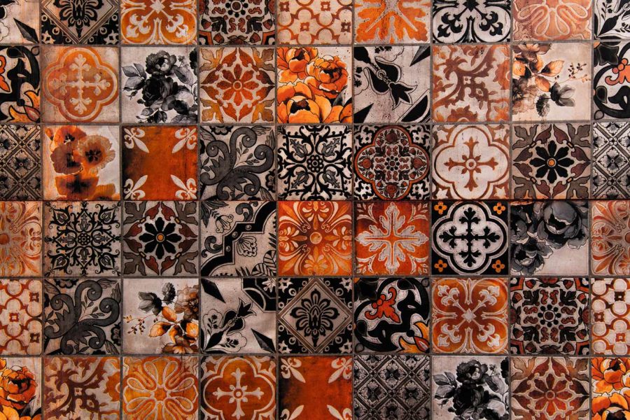 Assorted patterned tiles