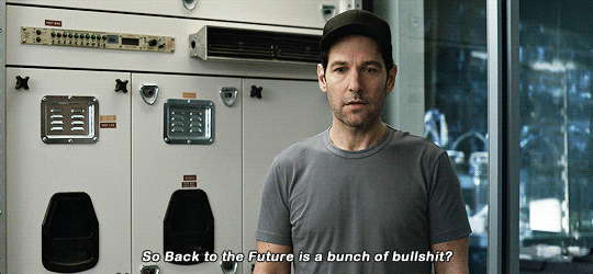 Clip from Avengers: Endgame (2019) wherein Scott Lang (Paul Rudd) questions "So Back to the Future's a bunch of bullshit?!"